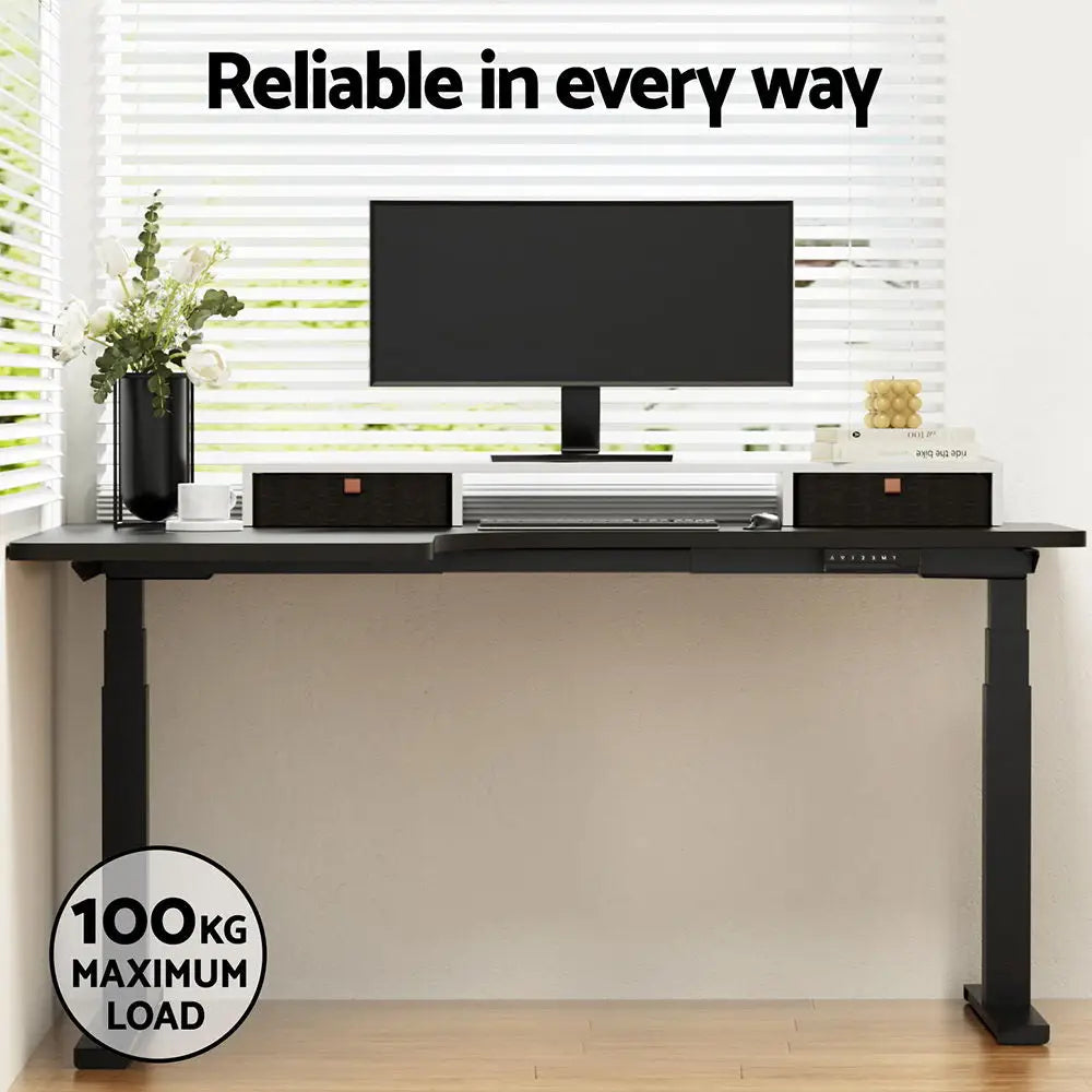 Artiss Standing Desks L-shape Motorised 160CM Black - Furniture > Office > Desks