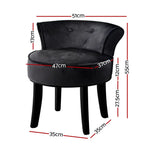 Artiss Stool Velvet Black Abella - Furniture > Dining