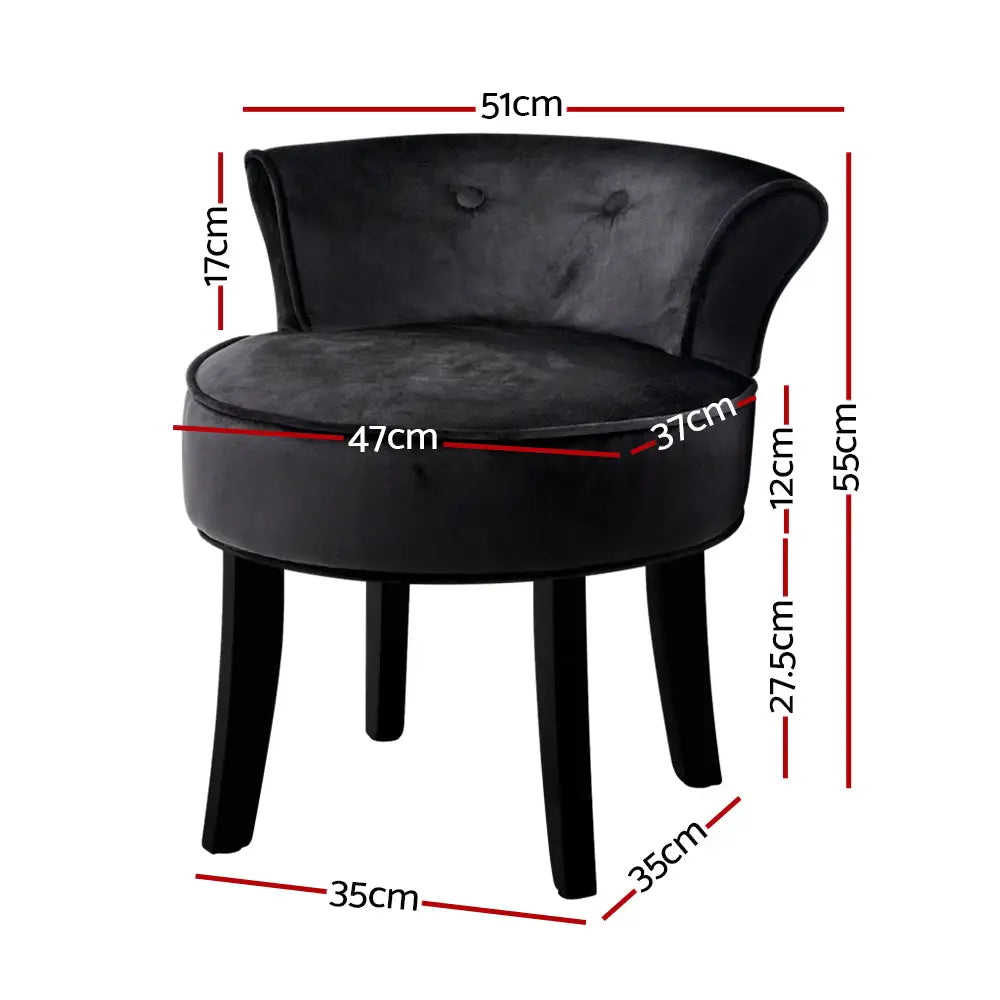 Artiss Stool Velvet Black Abella - Furniture > Dining