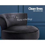 Artiss Stool Velvet Black Abella - Furniture > Dining