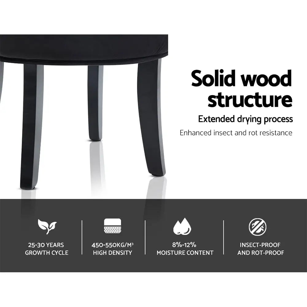 Artiss Stool Velvet Black Abella - Furniture > Dining