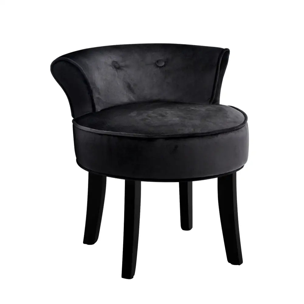 Artiss Stool Velvet Black Abella - Furniture > Dining