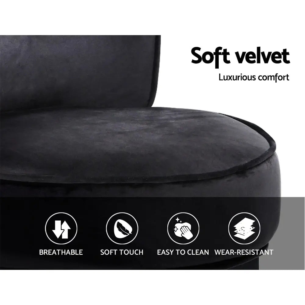 Artiss Stool Velvet Black Abella - Furniture > Dining