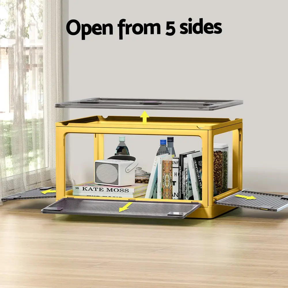 Artiss Storage Foldable Stackable Large 5 Sides Open Transparent 115L - Home & Garden > Storage
