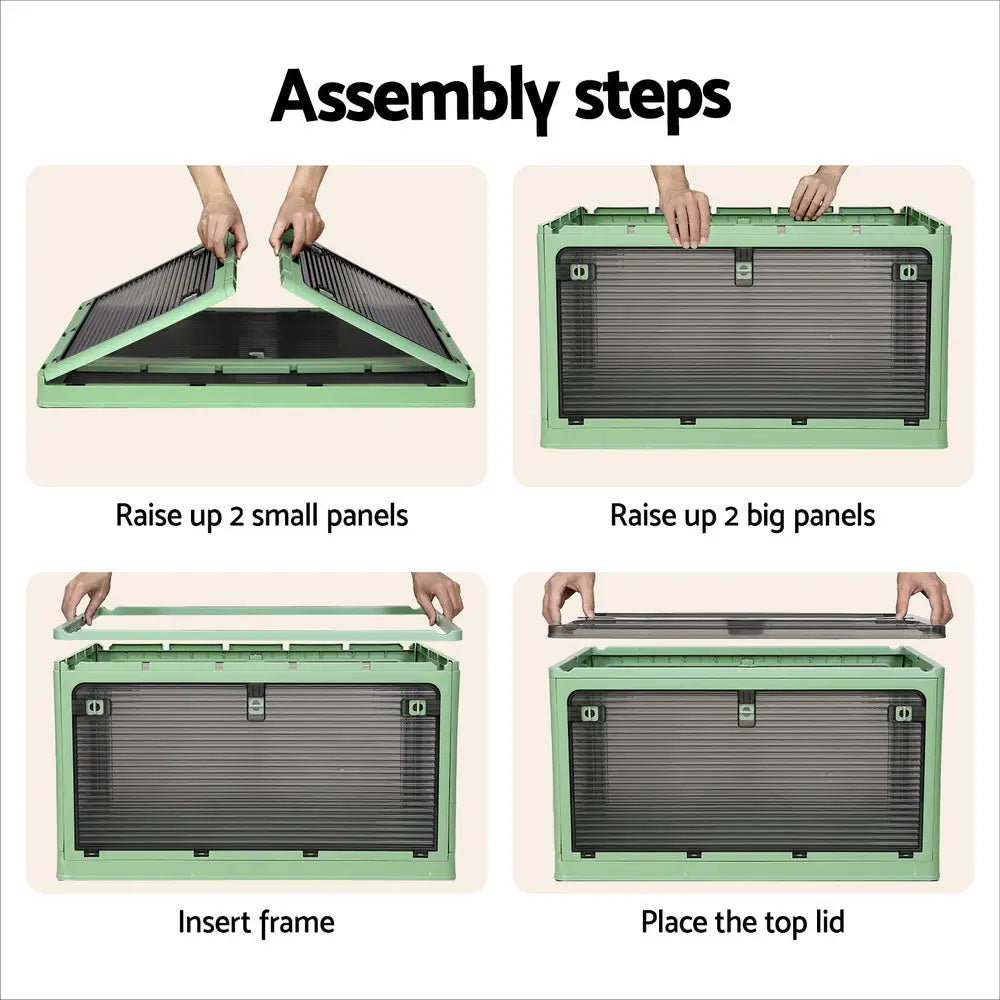 Artiss Storage Foldable Stackable Large 5 Sides Open Transparent 140L - Home & Garden > Storage