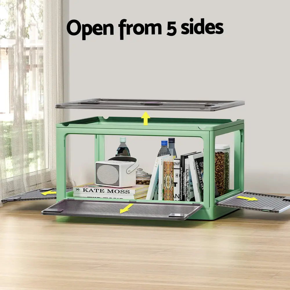 Artiss Storage Foldable Stackable Large 5 Sides Open Transparent 82L - Home & Garden > Storage