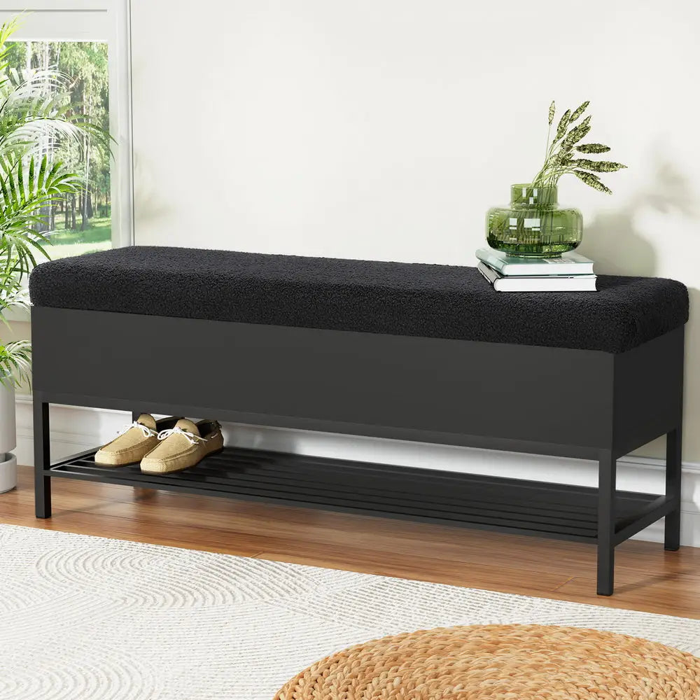 Artiss Storage Ottoman Blanket Box 110cm Boucle Shelf - Furniture > Living Room > Ottomans & Footstools