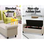 Artiss Storage Ottoman Blanket Box 125cm Arm Linen Taupe - Furniture > Living Room