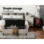 Artiss Storage Ottoman Blanket Box 125cm Arm Linen Taupe - Furniture > Living Room