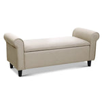 Artiss Storage Ottoman Blanket Box 125cm Arm Linen Taupe - Furniture > Living Room