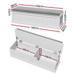 Artiss Storage Ottoman Blanket Box 140cm Fluted Grey - Furniture > Living Room > Ottomans & Footstools