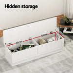 Artiss Storage Ottoman Blanket Box 140cm Fluted Grey - Furniture > Living Room > Ottomans & Footstools