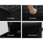 Artiss Storage Ottoman Blanket Box 140cm Leather Black - Home & Garden > Storage