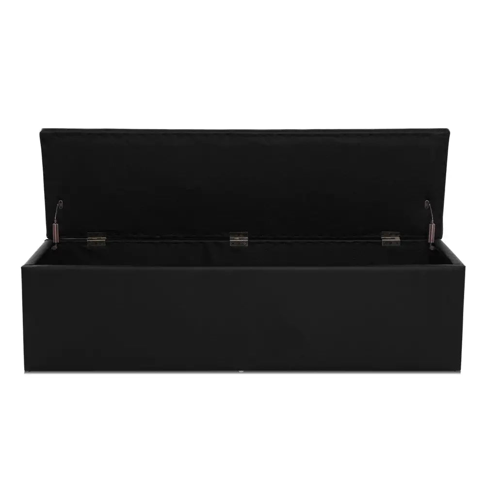 Artiss Storage Ottoman Blanket Box 140cm Leather Black - Home & Garden > Storage
