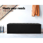 Artiss Storage Ottoman Blanket Box 140cm Leather Black - Home & Garden > Storage