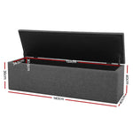 Artiss Storage Ottoman Blanket Box 140cm Linen Dark Grey - Home & Garden > Storage