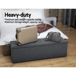 Artiss Storage Ottoman Blanket Box 140cm Linen Dark Grey - Home & Garden > Storage
