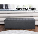 Artiss Storage Ottoman Blanket Box 140cm Linen Dark Grey - Home & Garden > Storage