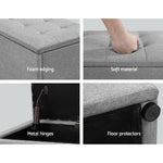 Artiss Storage Ottoman Blanket Box 140cm Linen Grey - Furniture > Living Room > Ottomans & Footstools