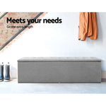Artiss Storage Ottoman Blanket Box 140cm Linen Grey - Furniture > Living Room > Ottomans & Footstools