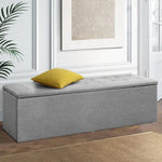Artiss Storage Ottoman Blanket Box 140cm Linen Grey - Furniture > Living Room > Ottomans & Footstools