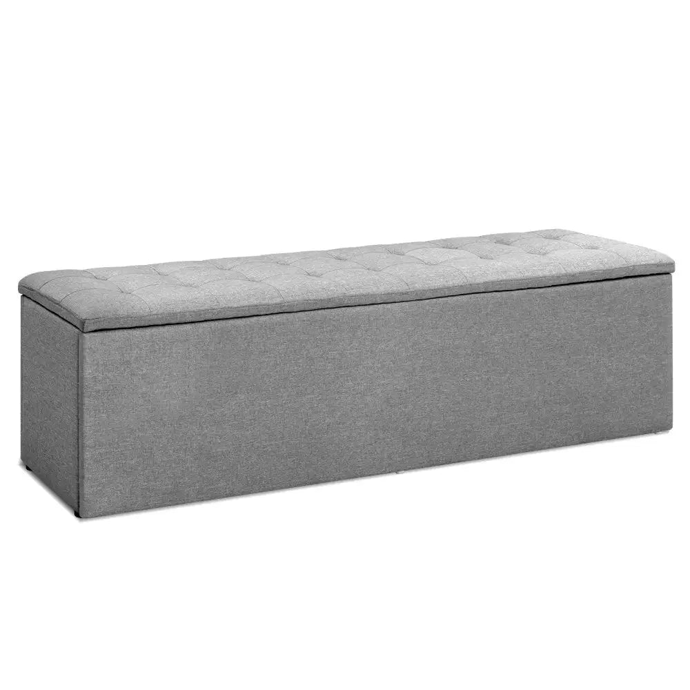 Artiss Storage Ottoman Blanket Box 140cm Linen Grey - Furniture > Living Room > Ottomans & Footstools