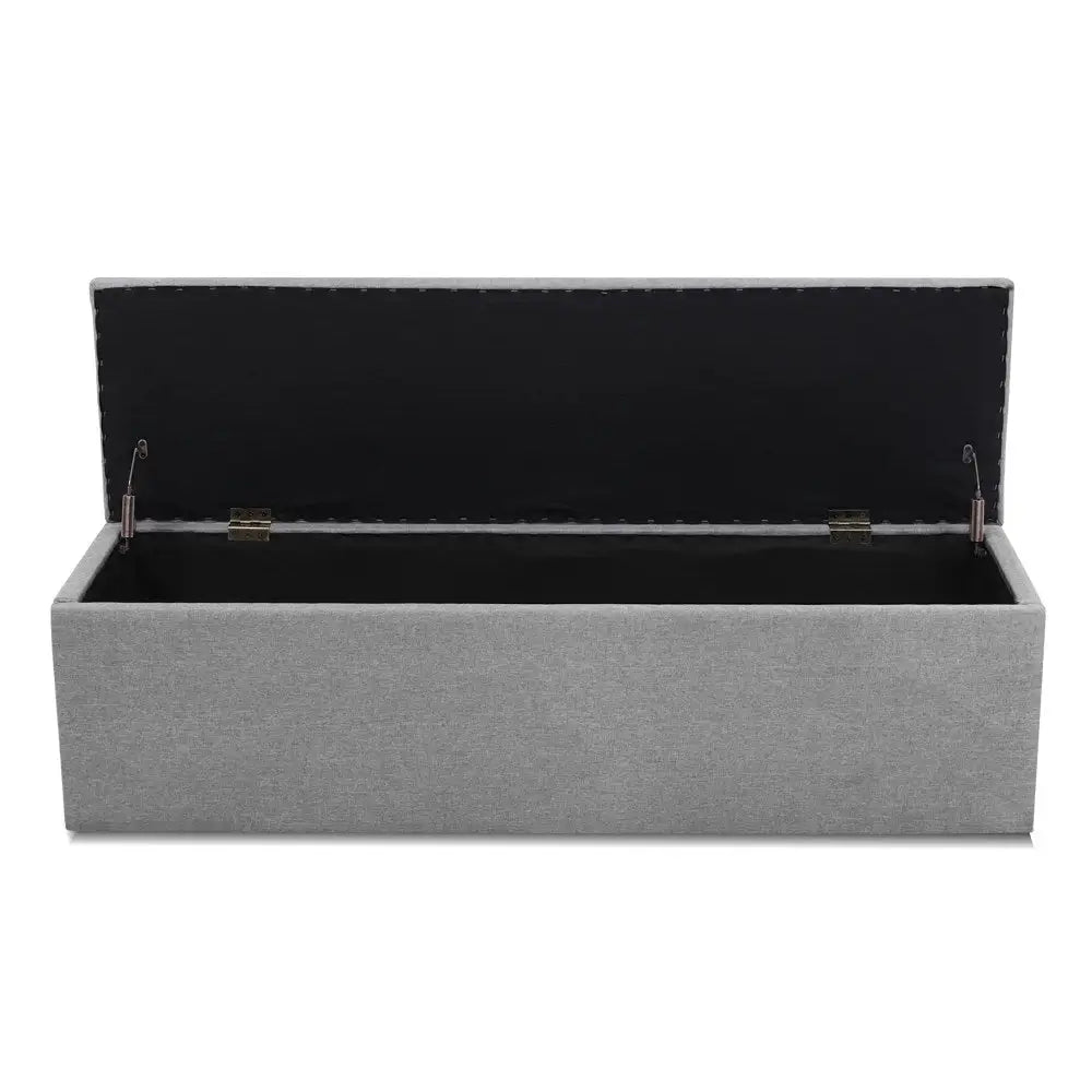 Artiss Storage Ottoman Blanket Box 140cm Linen Grey - Furniture > Living Room > Ottomans & Footstools