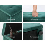 Artiss Storage Ottoman Blanket Box 140cm Velvet Green - Furniture > Living Room > Ottomans & Footstools