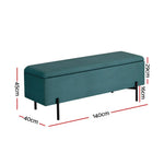Artiss Storage Ottoman Blanket Box 140cm Velvet Green - Furniture > Living Room > Ottomans & Footstools