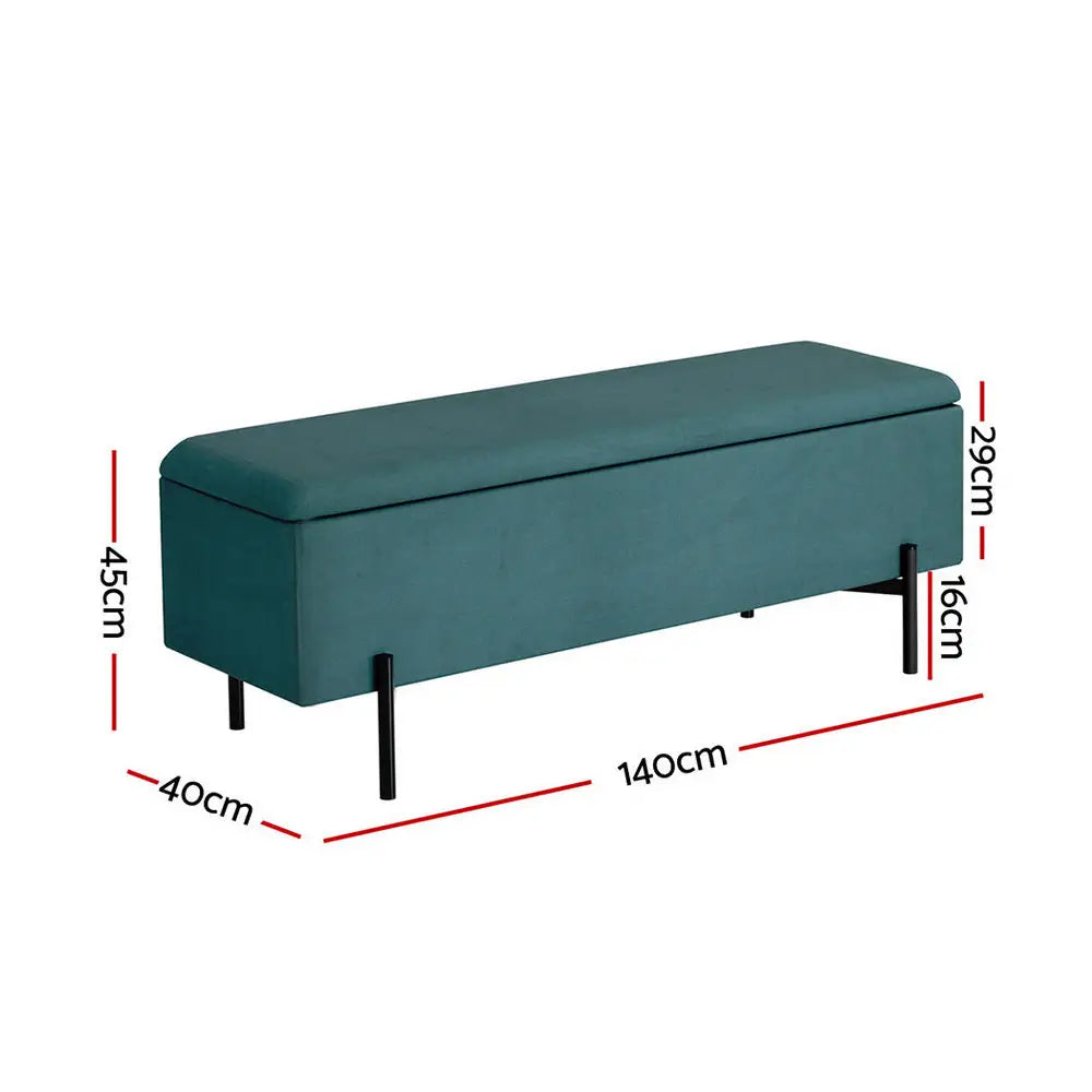 Artiss Storage Ottoman Blanket Box 140cm Velvet Green - Furniture > Living Room > Ottomans & Footstools
