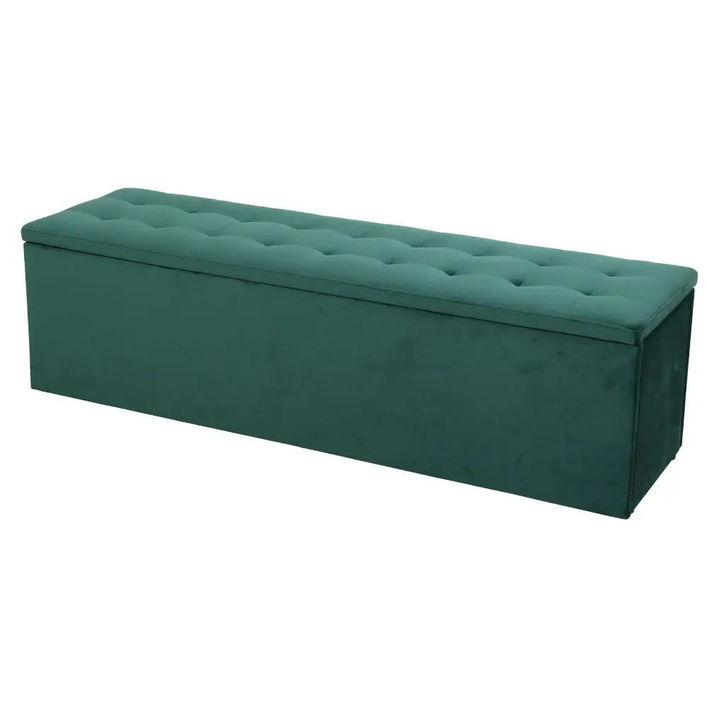 Artiss Storage Ottoman Blanket Box 140cm Velvet Green - Furniture > Living Room > Ottomans & Footstools