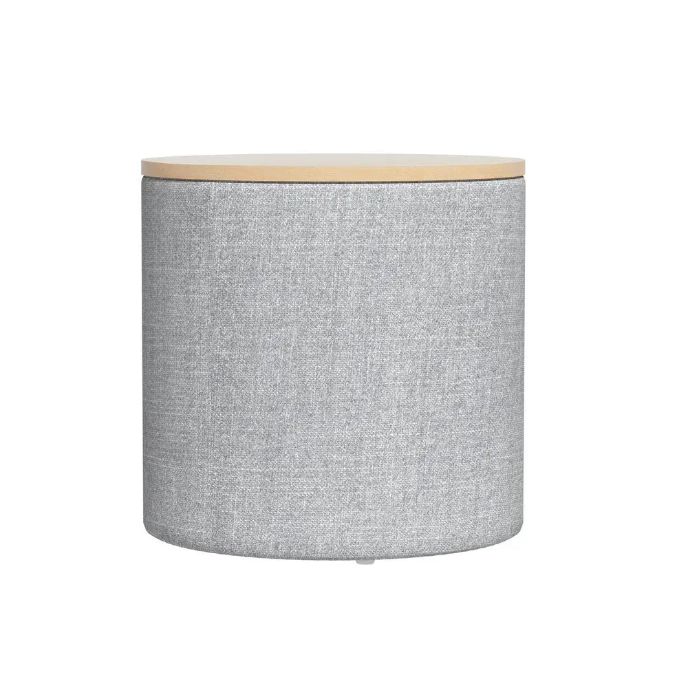 Artiss Storage Ottoman Blanket Box 40cm Linen Round Grey - Furniture > Living Room > Ottomans & Footstools