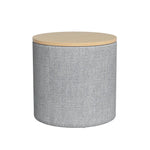 Artiss Storage Ottoman Blanket Box 40cm Linen Round Grey - Furniture > Living Room > Ottomans & Footstools