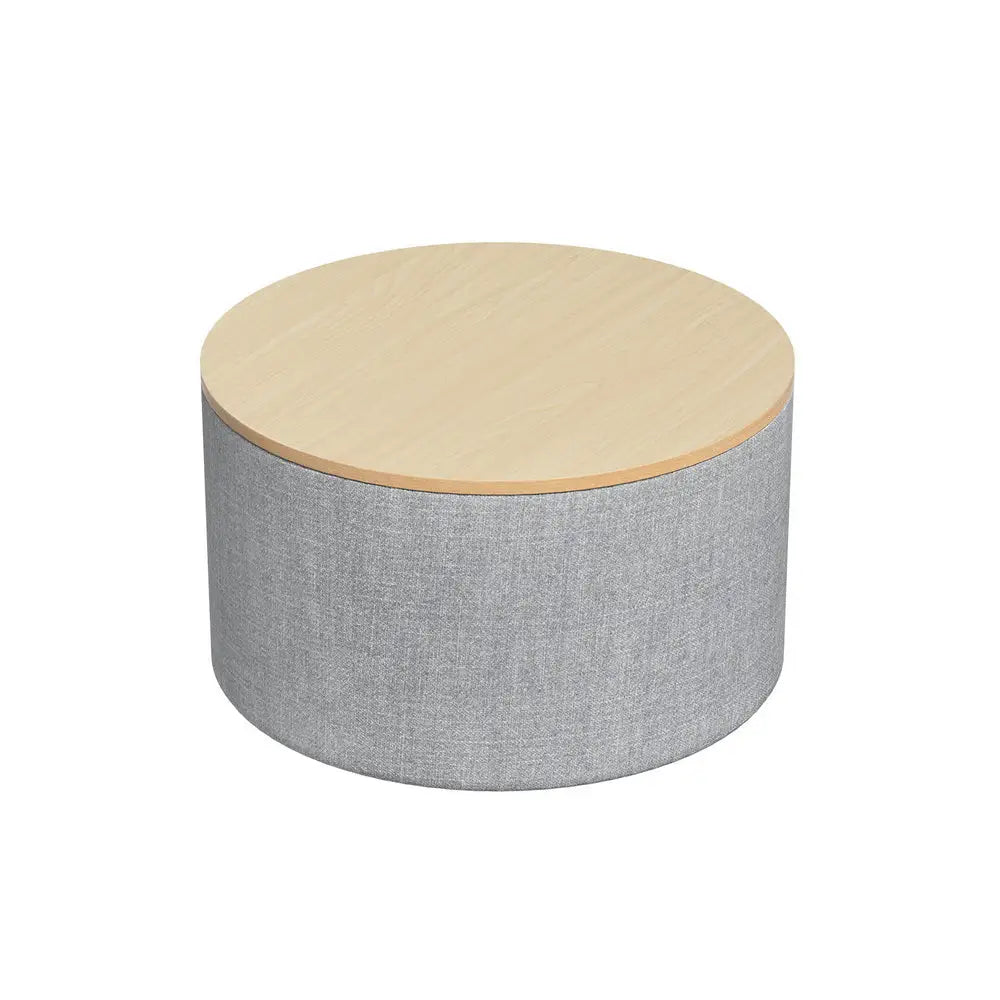 Artiss Storage Ottoman Blanket Box 60cm Linen Round Grey - Furniture > Living Room > Ottomans & Footstools
