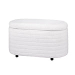 Artiss Storage Ottoman Blanket Box 87cm Boucle Fabric Oval - Furniture > Living Room > Ottomans & Footstools