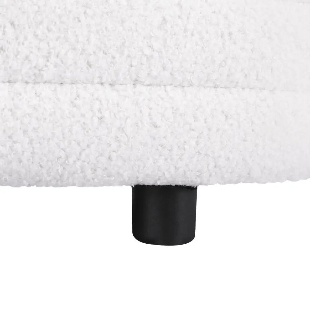Artiss Storage Ottoman Blanket Box 87cm Boucle Fabric Oval - Furniture > Living Room > Ottomans & Footstools