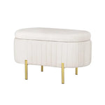Artiss Storage Ottoman Blanket Box 87cm Velvet Oval White - Furniture > Living Room > Ottomans & Footstools