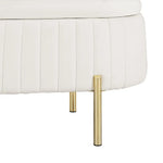 Artiss Storage Ottoman Blanket Box 87cm Velvet Oval White - Furniture > Living Room > Ottomans & Footstools