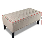 Artiss Storage Ottoman Blanket Box 96cm Linen Taupe - Furniture > Living Room