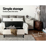 Artiss Storage Ottoman Blanket Box 96cm Linen Taupe - Furniture > Living Room