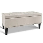 Artiss Storage Ottoman Blanket Box 96cm Linen Taupe - Furniture > Living Room