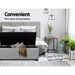 Artiss Storage Ottoman Blanket Box 97cm Button Linen Grey - Furniture > Living Room