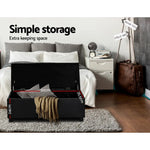 Artiss Storage Ottoman Blanket Box 97cm Leather Black - Furniture > Bedroom