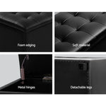 Artiss Storage Ottoman Blanket Box 97cm Leather Black - Furniture > Bedroom
