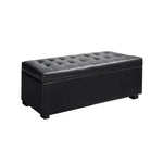 Artiss Storage Ottoman Blanket Box 97cm Leather Black - Furniture > Bedroom