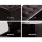 Artiss Storage Ottoman Blanket Box 97cm Leather Brown - Furniture > Living Room