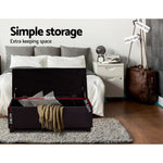 Artiss Storage Ottoman Blanket Box 97cm Leather Brown - Furniture > Living Room