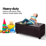 Artiss Storage Ottoman Blanket Box 97cm Leather Brown - Furniture > Living Room