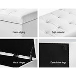Artiss Storage Ottoman Blanket Box 97cm Leather White - Furniture > Living Room