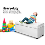 Artiss Storage Ottoman Blanket Box 97cm Leather White - Furniture > Living Room